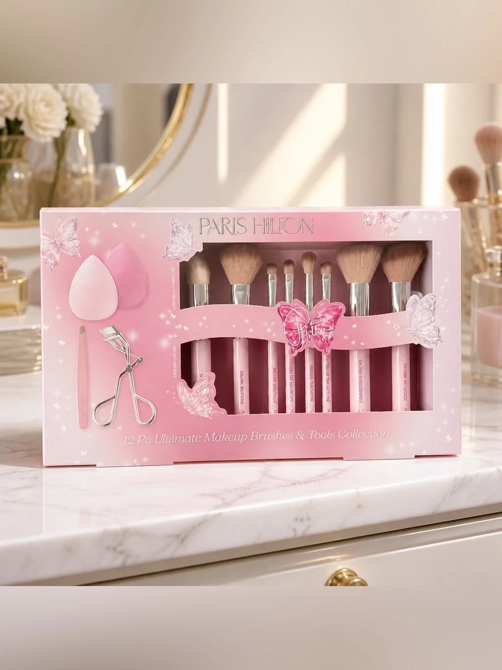 Paris Hilton Pink 12-Piece Beauty Accessory Gift Set New